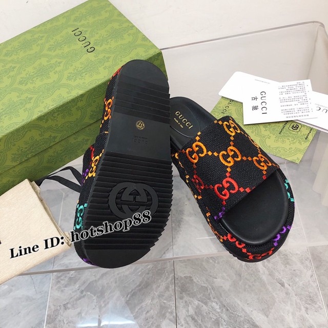 gucci古馳新色2022Gucci/Summer最新限量厚底拖鞋 dx3331